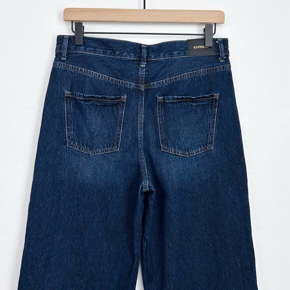 Express Wide Leg High-Rise Dark Wash Conscious Edit Denim Jeans - Picture 4 of 8